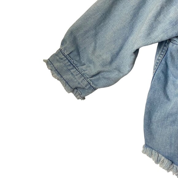 Anthropologie Holding Horses Women Small Denim Blue Frayed Hem Tunic Linen Blend - Picture 3 of 8